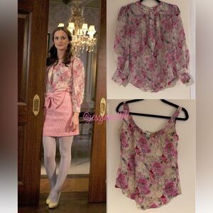 Blair Waldorf DVF Pink Floral Blouse and Tank